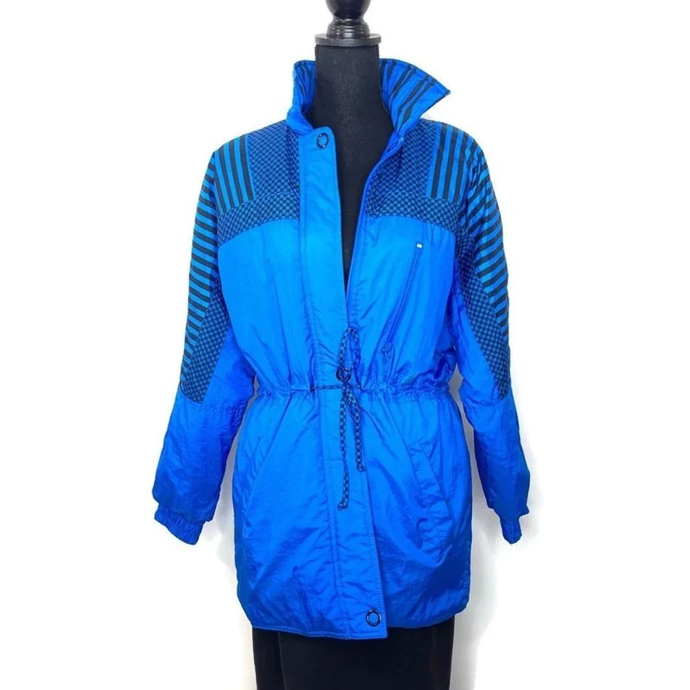 Dani Colby Women's Vintage 80's Ski‎ Jacket Blue Geometric  Sz 8/10